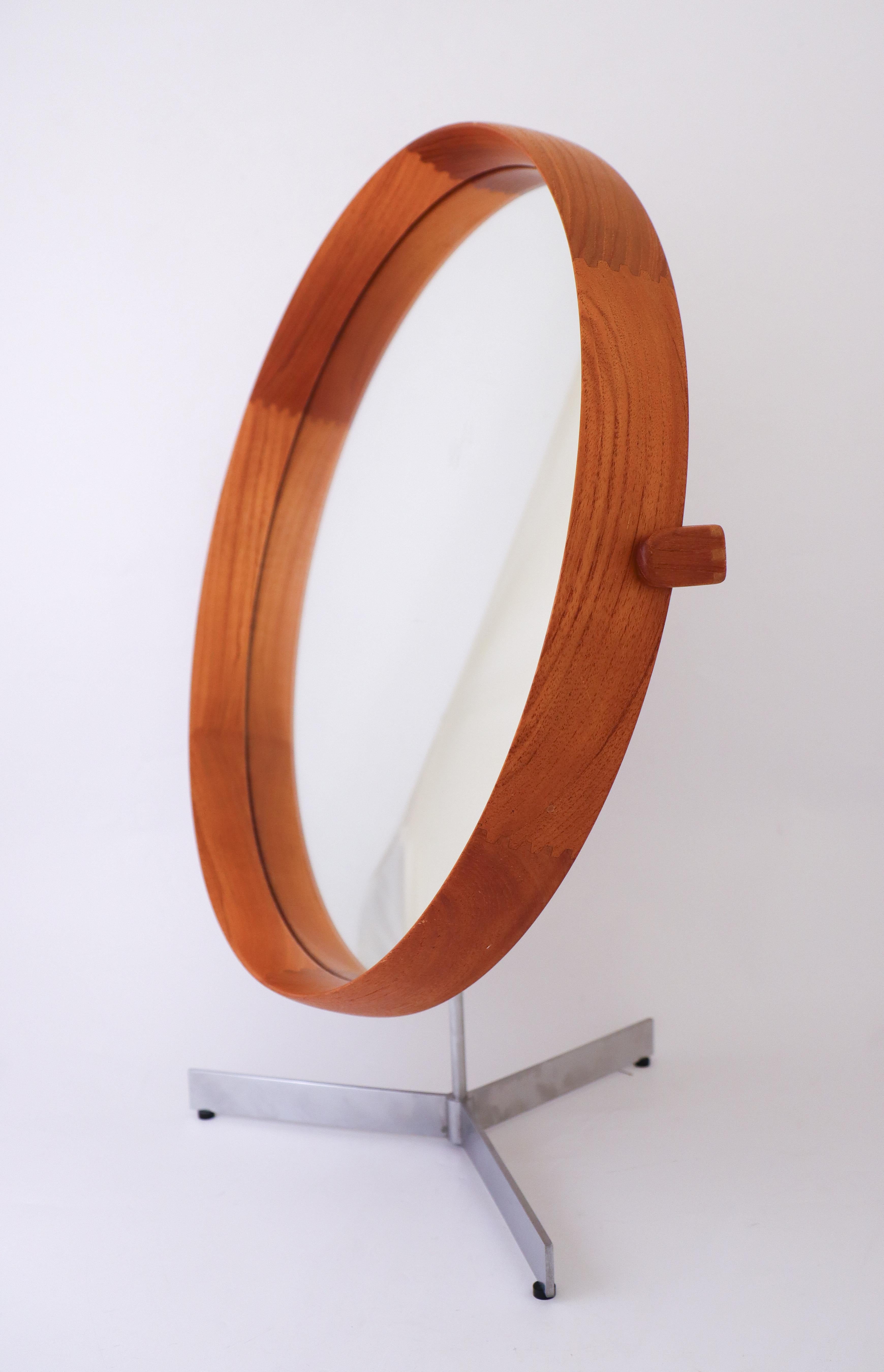 Mid-20th Century Teak Table Mirror, Luxus, Uno & Östen Kristiansson, Vittsjö, Sweden 1960s For Sale