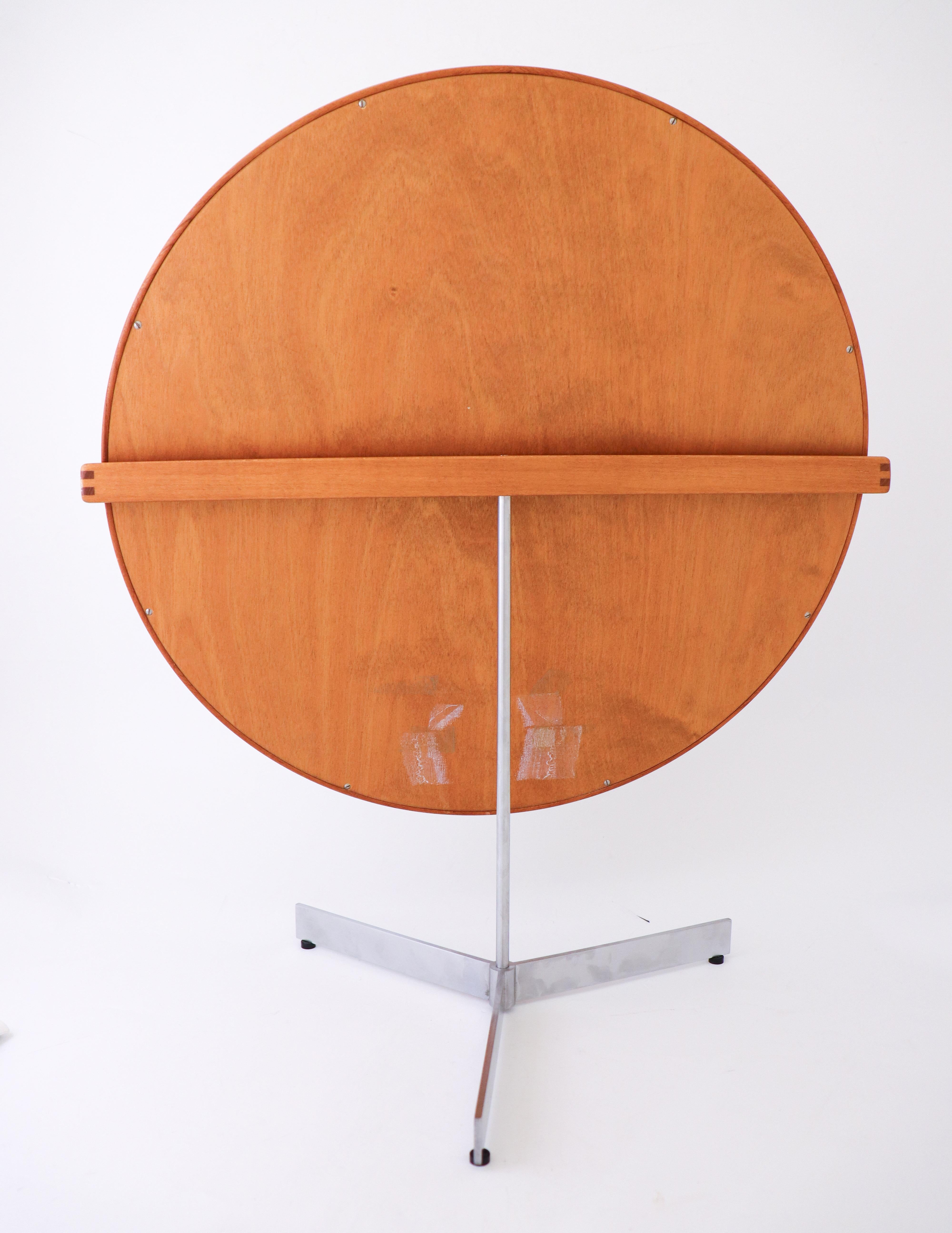 Aluminum Teak Table Mirror, Luxus, Uno & Östen Kristiansson, Vittsjö, Sweden 1960s For Sale