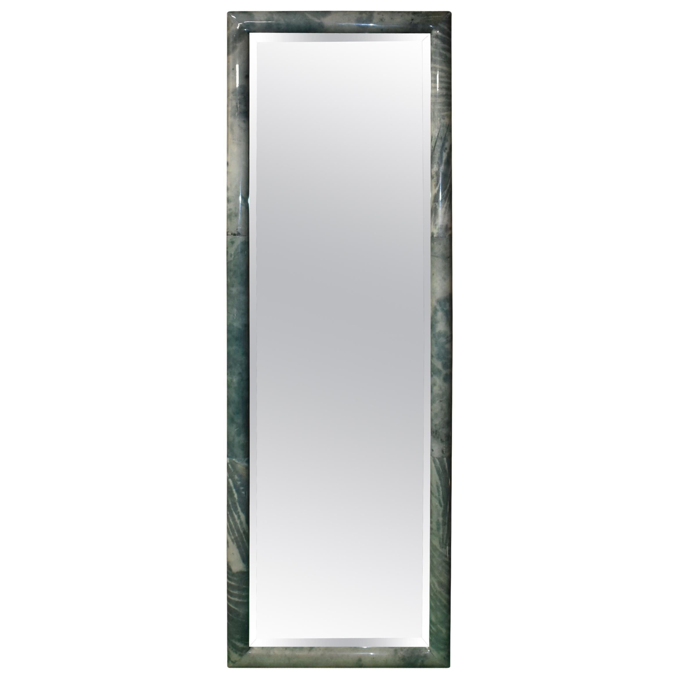 Green Tall Parchment Mirror