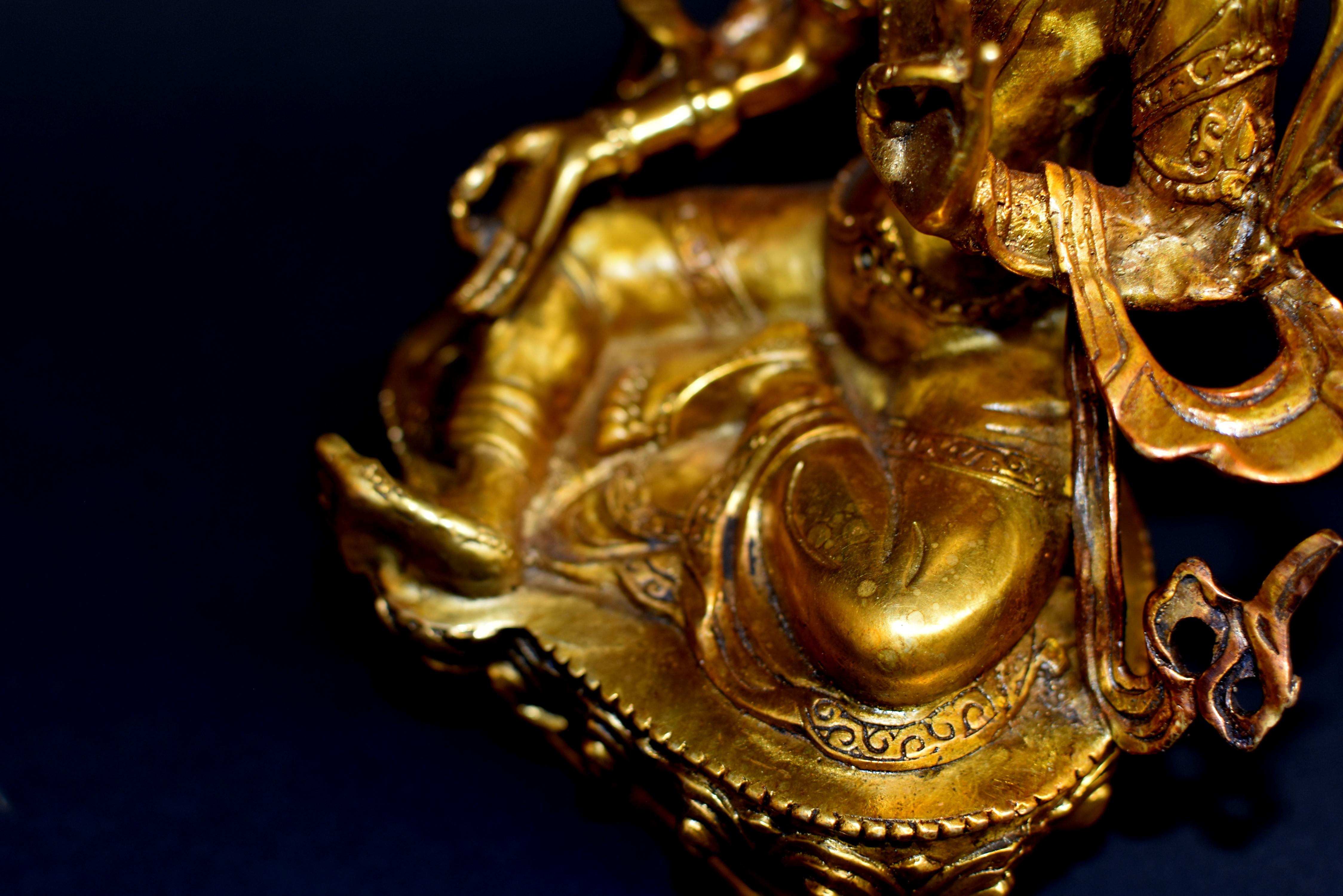 Green Tara Gilt Bronze Tibetan Buddha For Sale 11