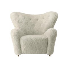 Green Tea Sheepskin the Tired Man Lounge Chair by Lassen