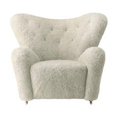 Green Tea Sheepskin the Tired Man Lounge Chair by Lassen