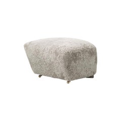 Green Tea Smoked Oak Sheepskin the Tired Man Footstool by Lassen