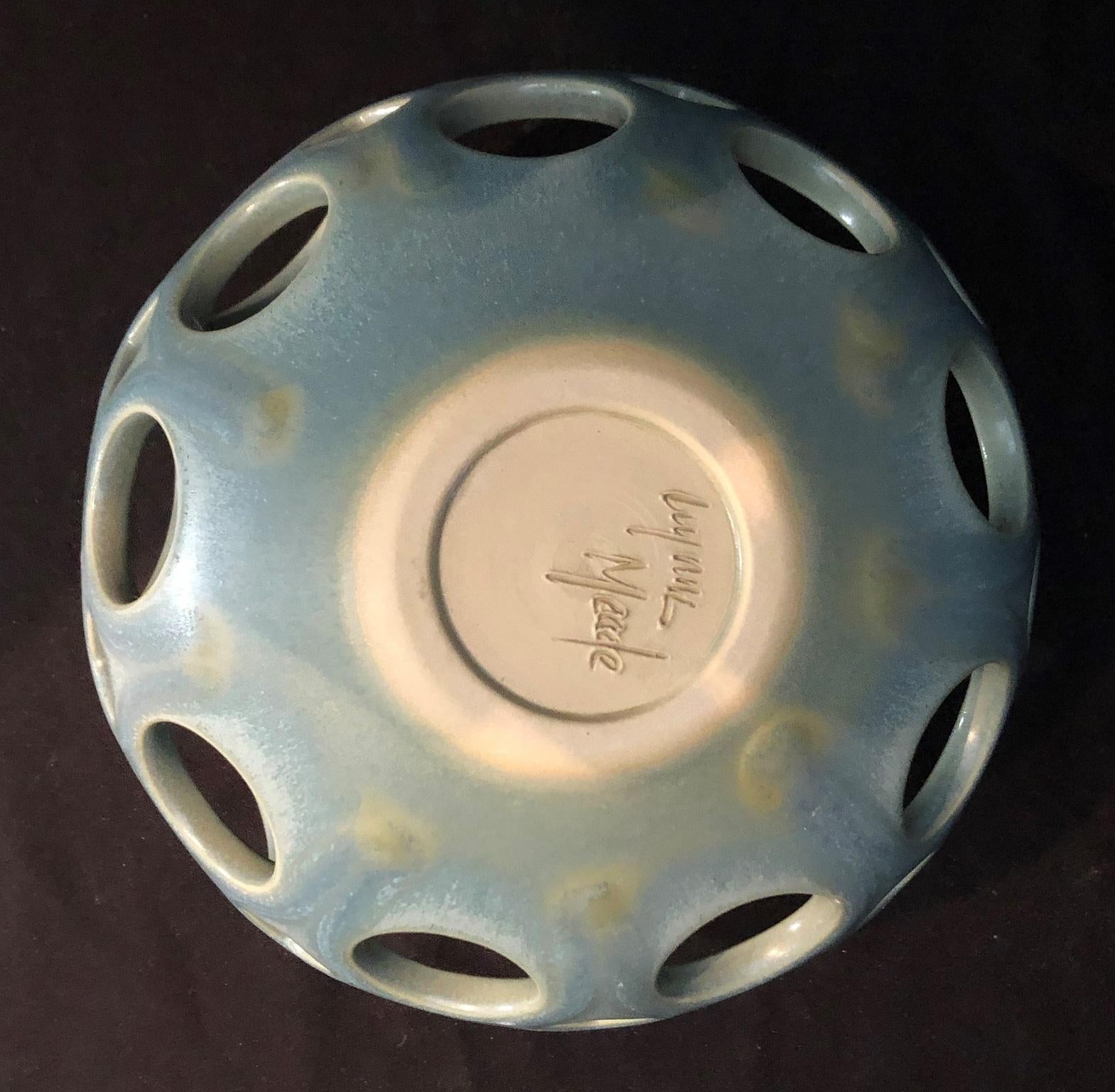 Mid-Century Modern Green Teardrop Tabletop Candleholder, in Stock For Sale