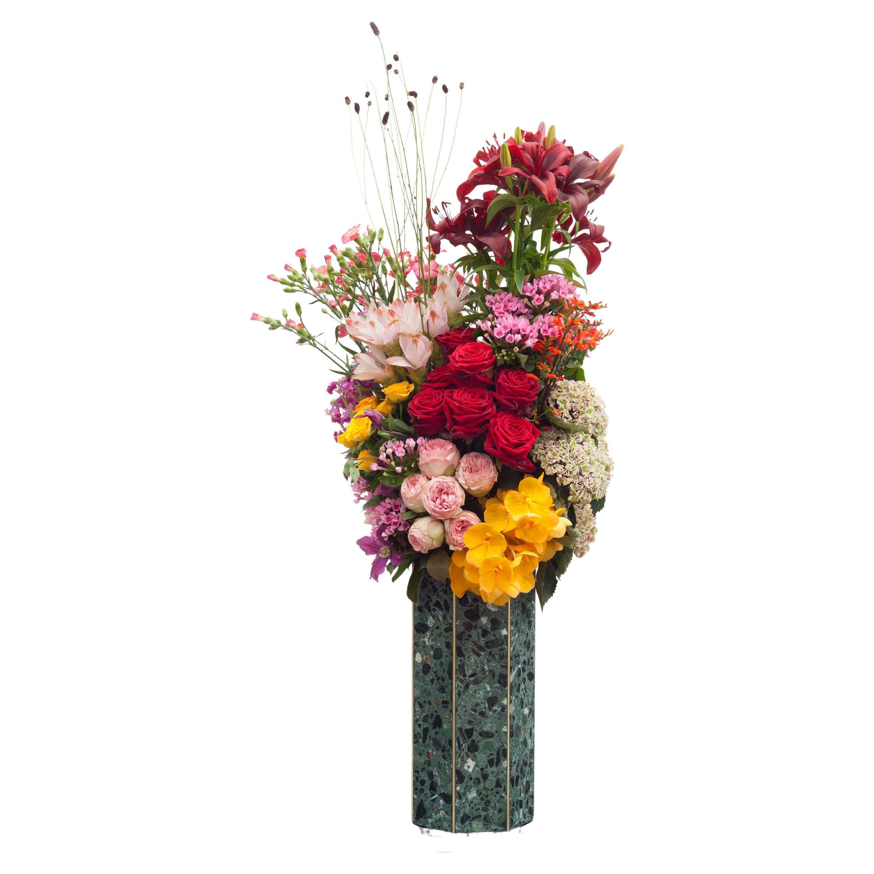 Green Terrazo Heptagonal Narcissus Vase by Tino Seubert