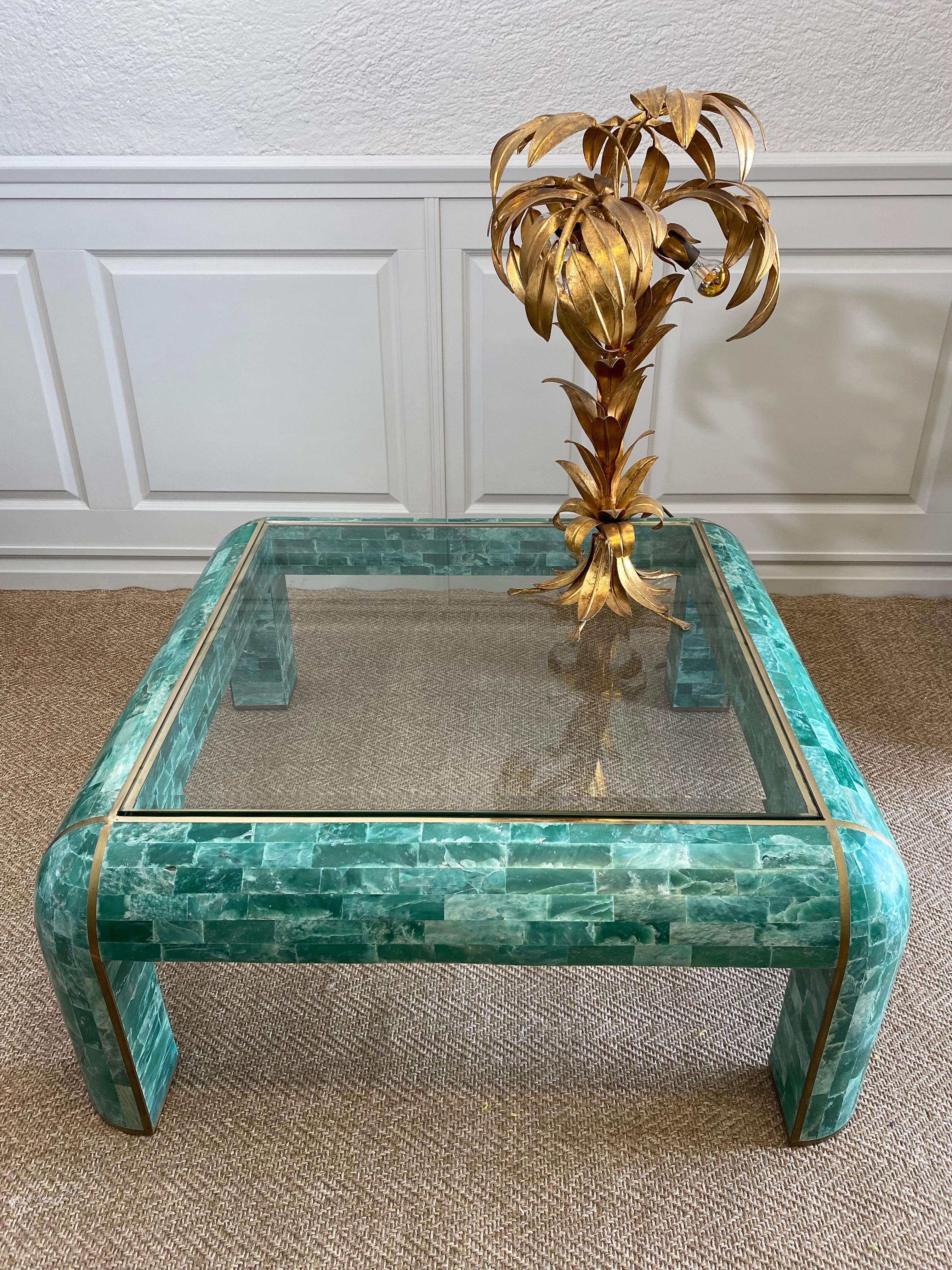 Loungetisch aus grünem Marmor mit Mosaik von Casa Bique 1970s im Angebot 4