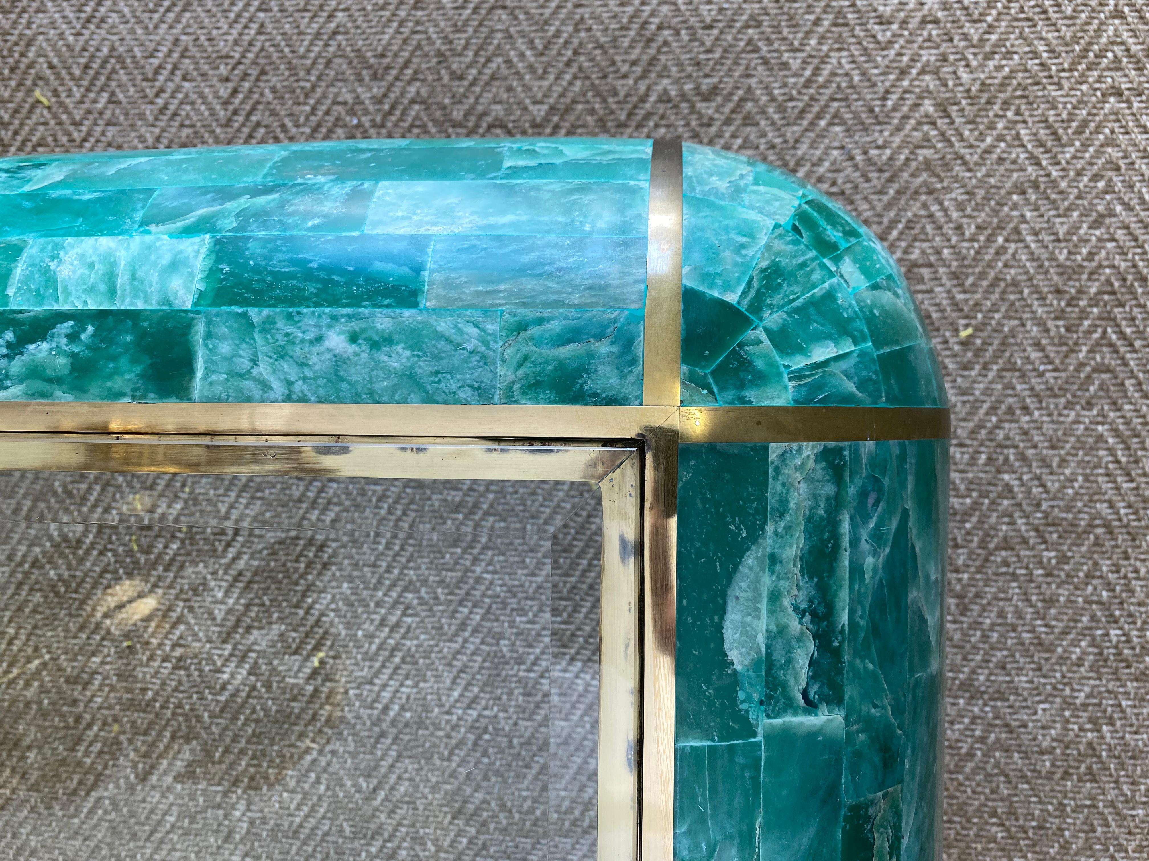 Loungetisch aus grünem Marmor mit Mosaik von Casa Bique 1970s im Angebot 2