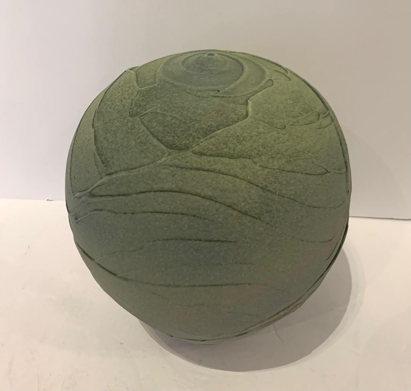 Green Textured Hand Made Earthenware Vase, Contemporary, USA In New Condition For Sale In New York, NY