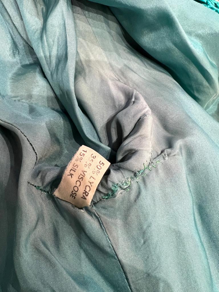 Green textured velvet single breasted jacket CHRISTIAN DIOR Boutique Circa 1980 For Sale 6