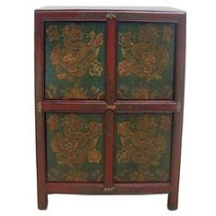 Antique Green Tibetan Cabinet