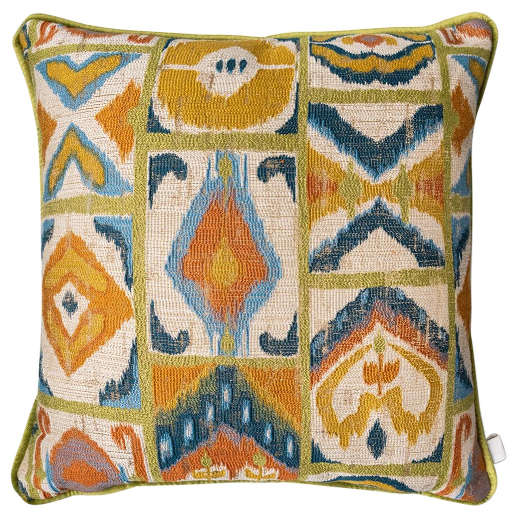 Green Tie Dye Patterned Small Throw Pillow / 40x40 cm For Sale
