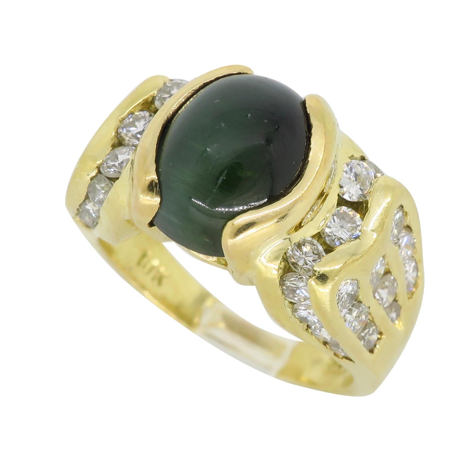 Green Tiger's Eye and Diamond Cocktail Ring 5