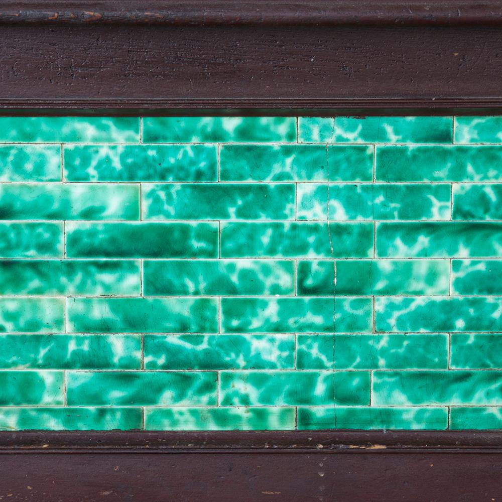 19th Century Green Tile Store Counter