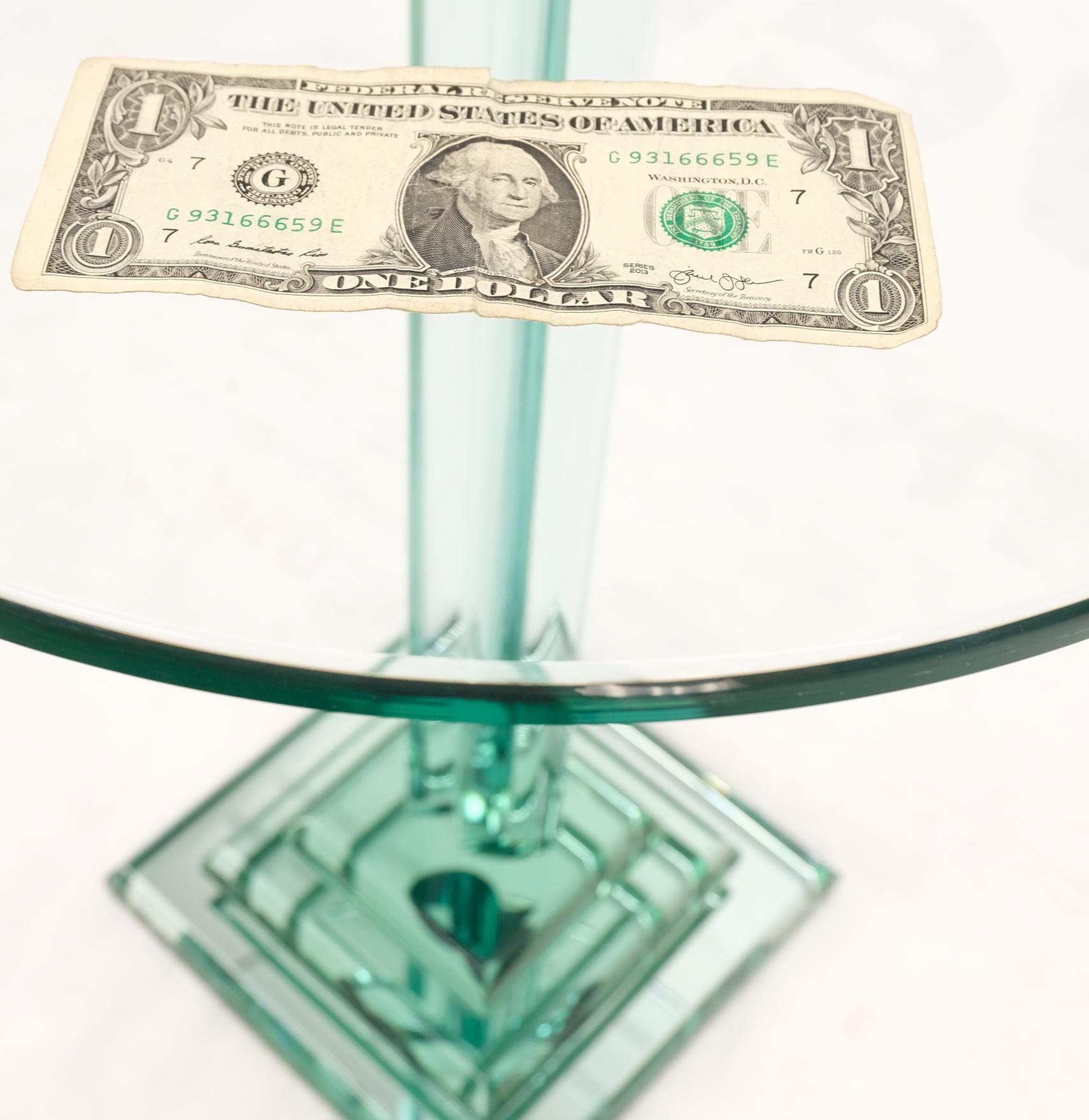 Lampe d'appoint à bout rond en verre teinté vert Table d'appoint Stand Pedestal Milieu de siècle en vente 5