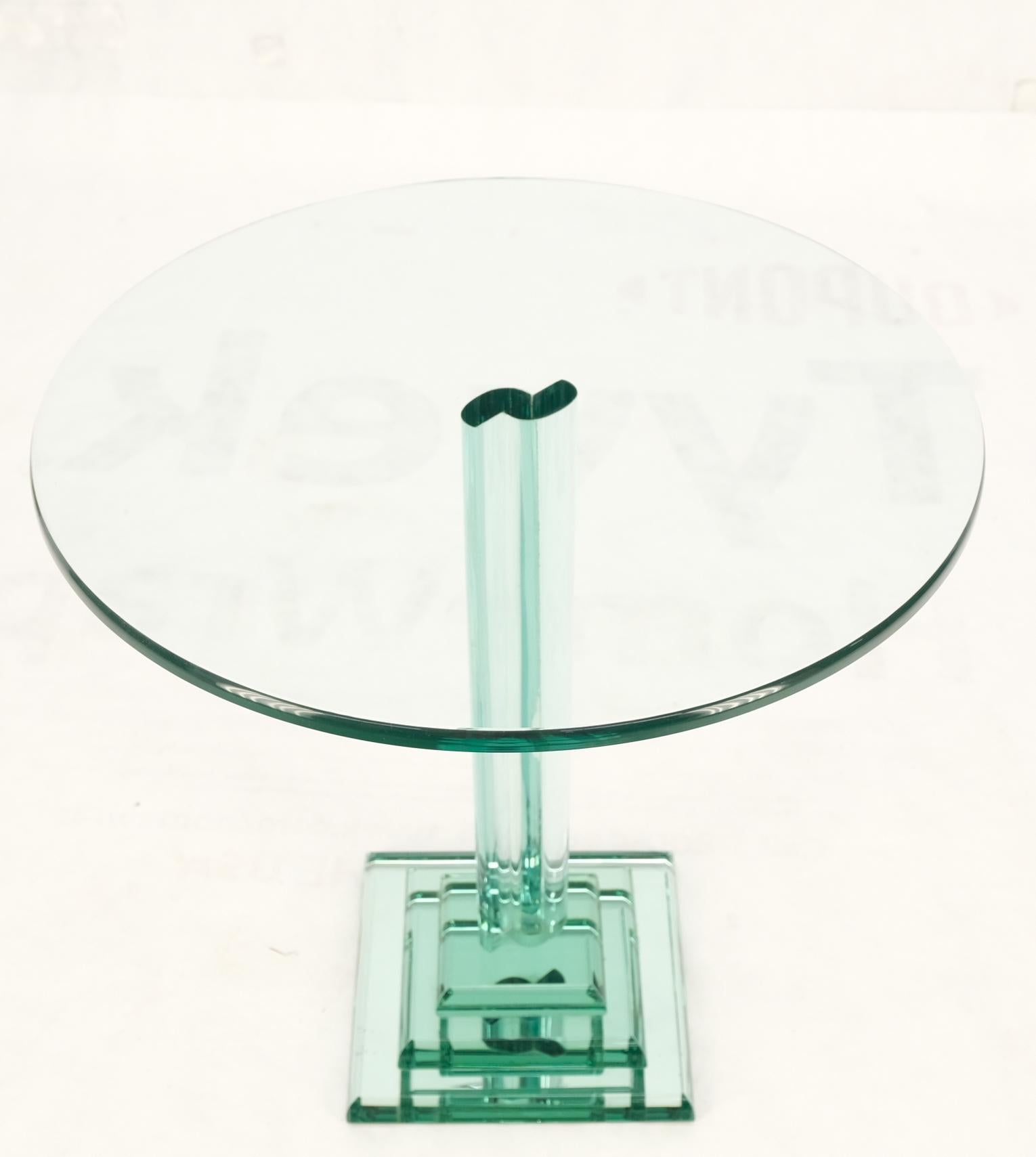Lampe d'appoint à bout rond en verre teinté vert Table d'appoint Stand Pedestal Milieu de siècle en vente 6
