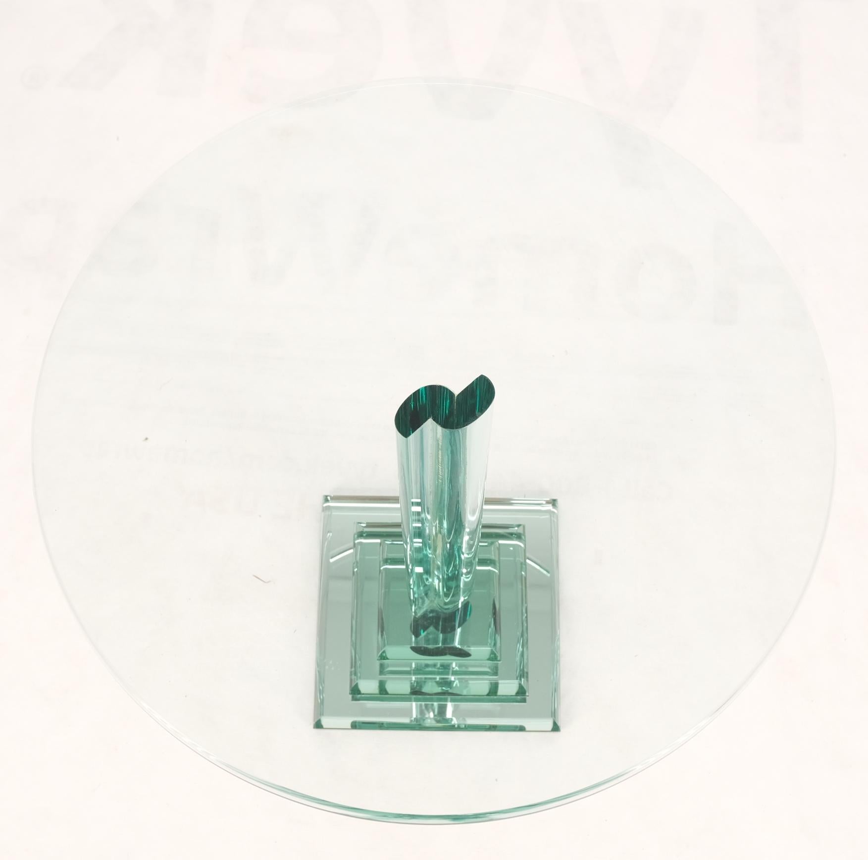 Lampe d'appoint à bout rond en verre teinté vert Table d'appoint Stand Pedestal Milieu de siècle en vente 7