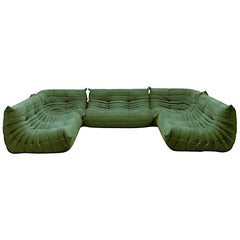 Green Togo Sofa Set by Michel Ducaroy for Ligne Roset, 1970s, Set of 5