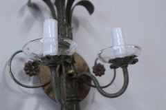 Green Tole Electric Sconces, Set of 4