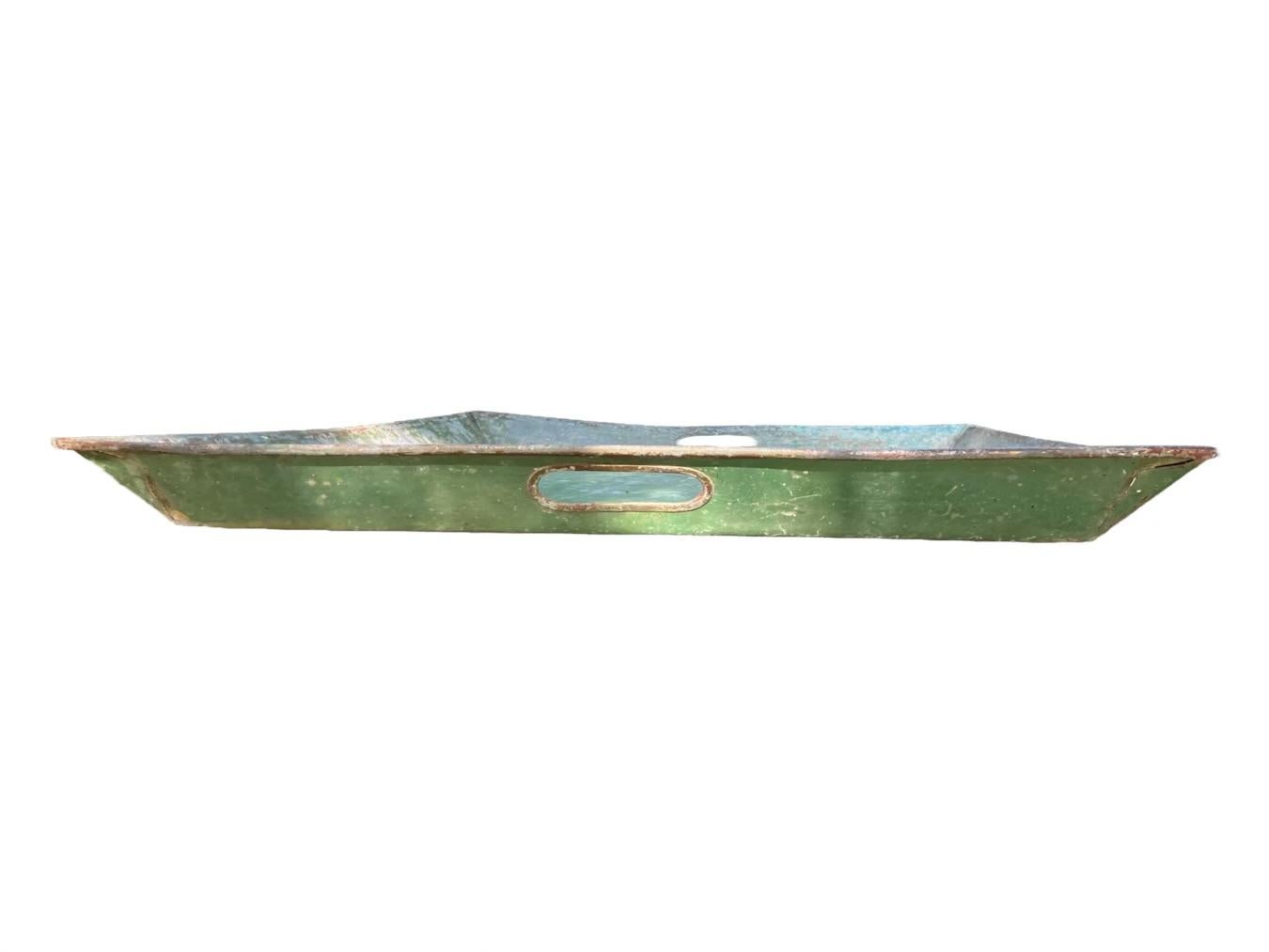 Green Tole Serving Tray In Good Condition For Sale In New York, NY