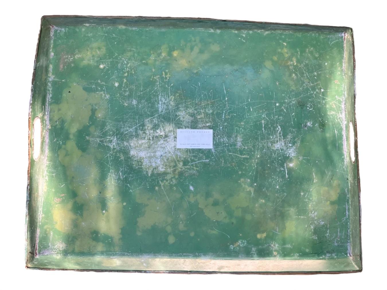 Green Tole Serving Tray For Sale 1