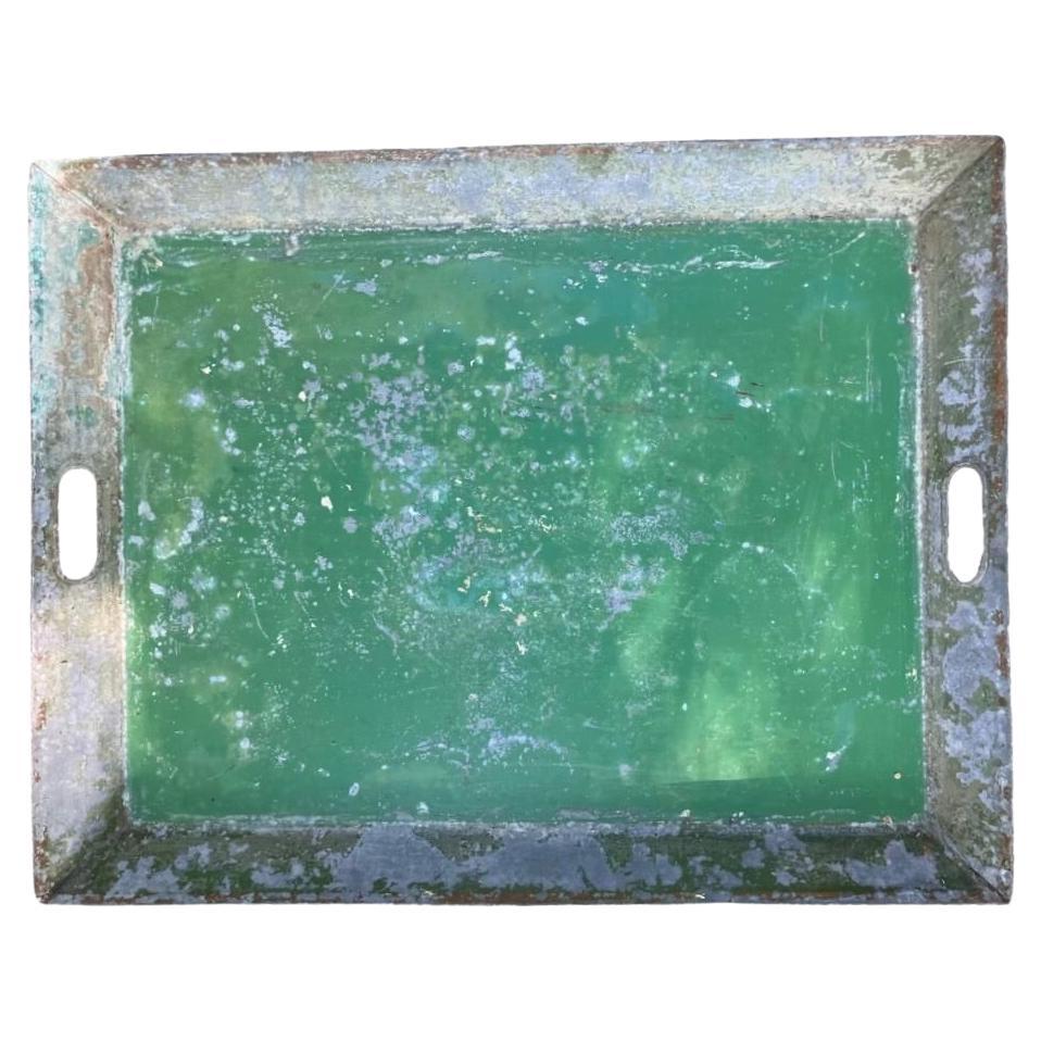 Green Tole Serving Tray