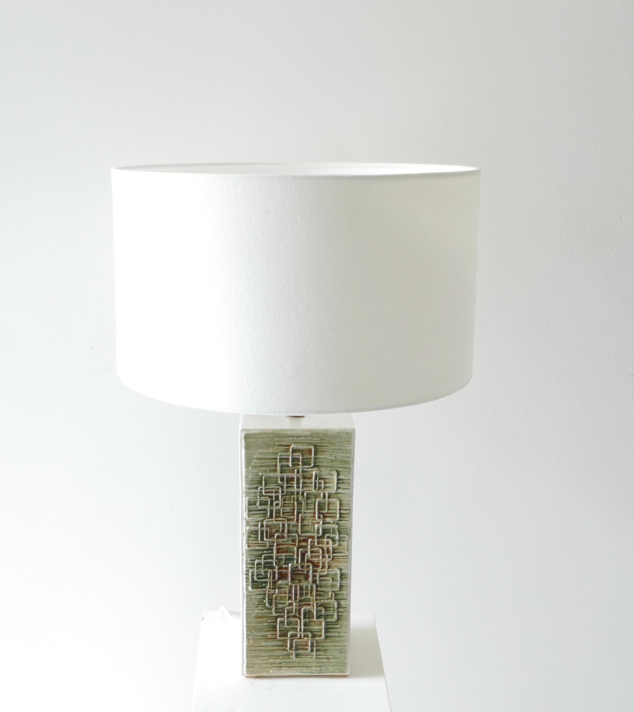 Grüne Ton-Tischlampe aus Keramik, 1960er Jahre im Angebot 4