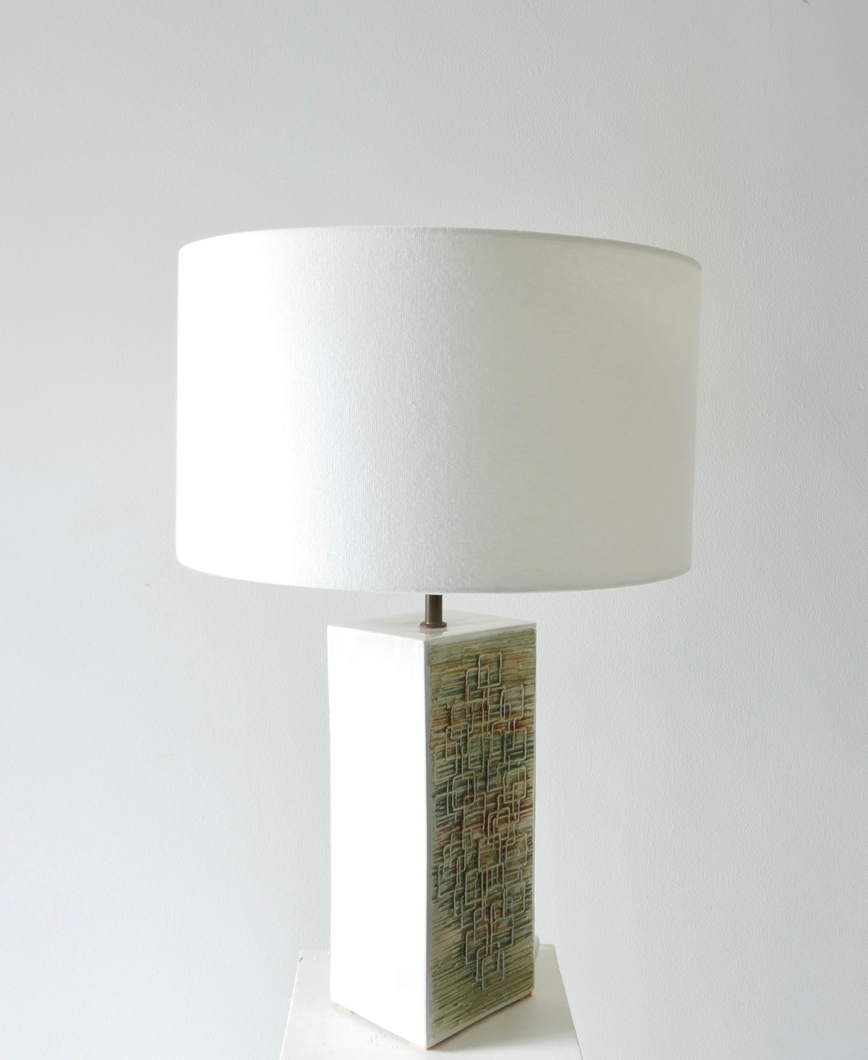 Green Tone Ceramic Table Lamp, 1960s For Sale 1