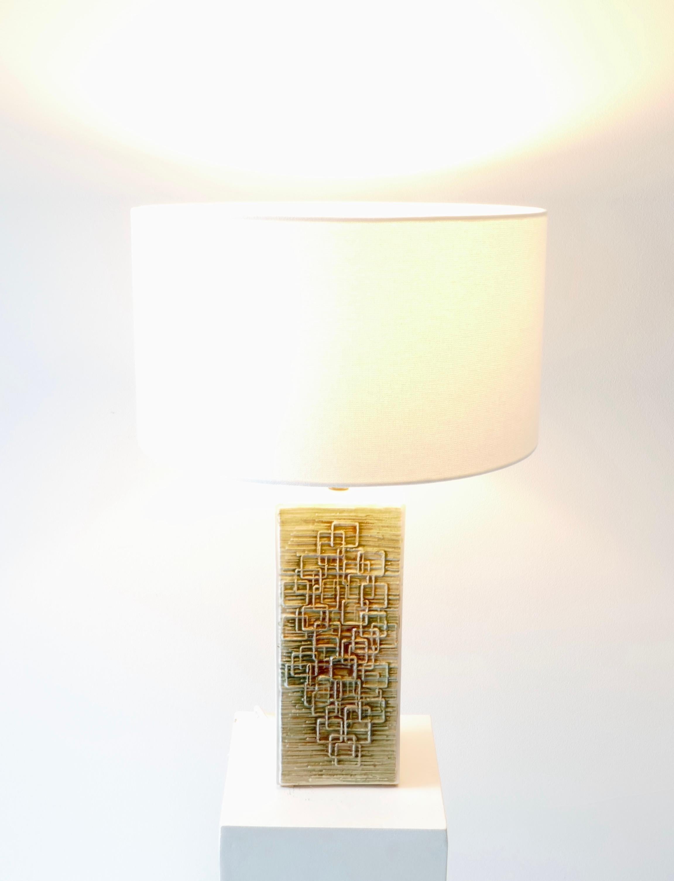 Green Tone Ceramic Table Lamp, 1960s For Sale 3