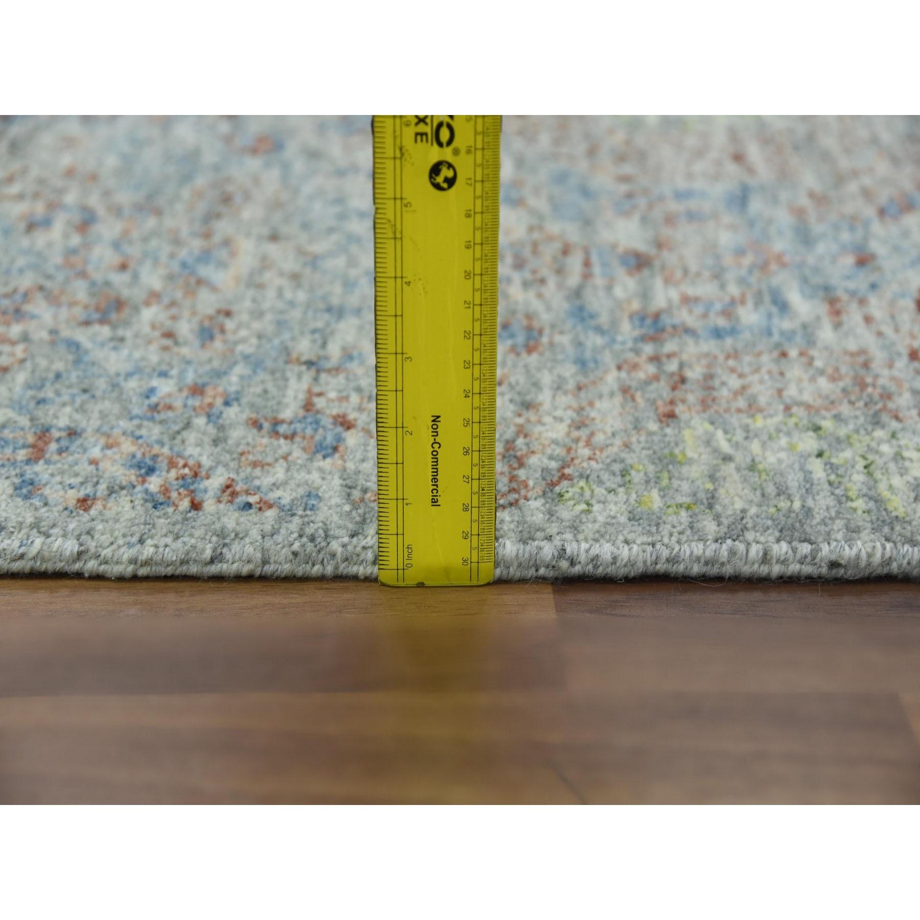 Handgeknüpfter orientalischer Teppich aus reiner Wolle in Grün auf Tone mit subtilem Design 12' x 17'4