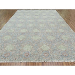 Handgeknüpfter orientalischer Teppich aus reiner Wolle in Grün auf Tone mit subtilem Design 12' x 17'4"
