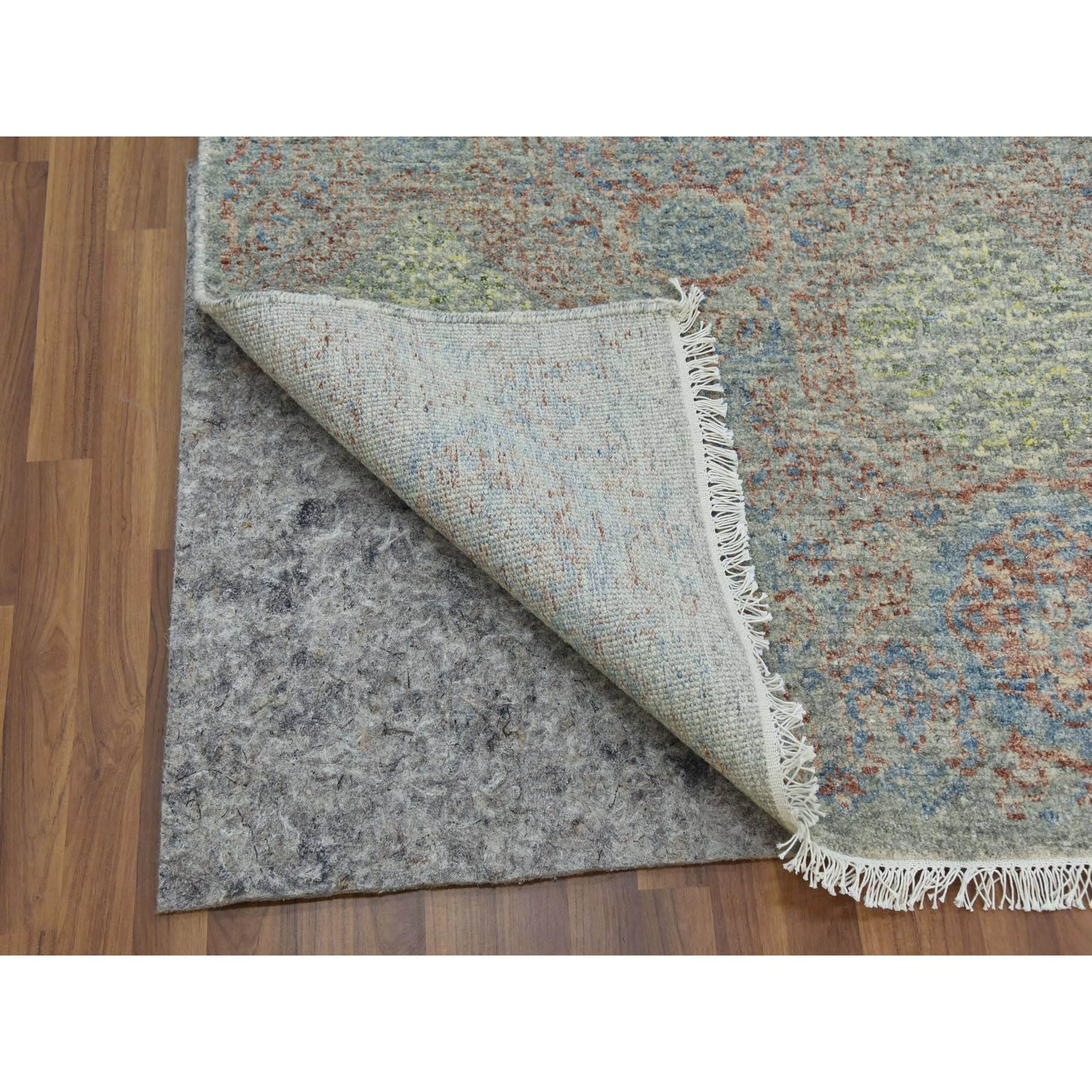 Handgeknüpfter orientalischer Teppich aus reiner Wolle in Grün auf Tone mit subtilem Design 12' x 17'4