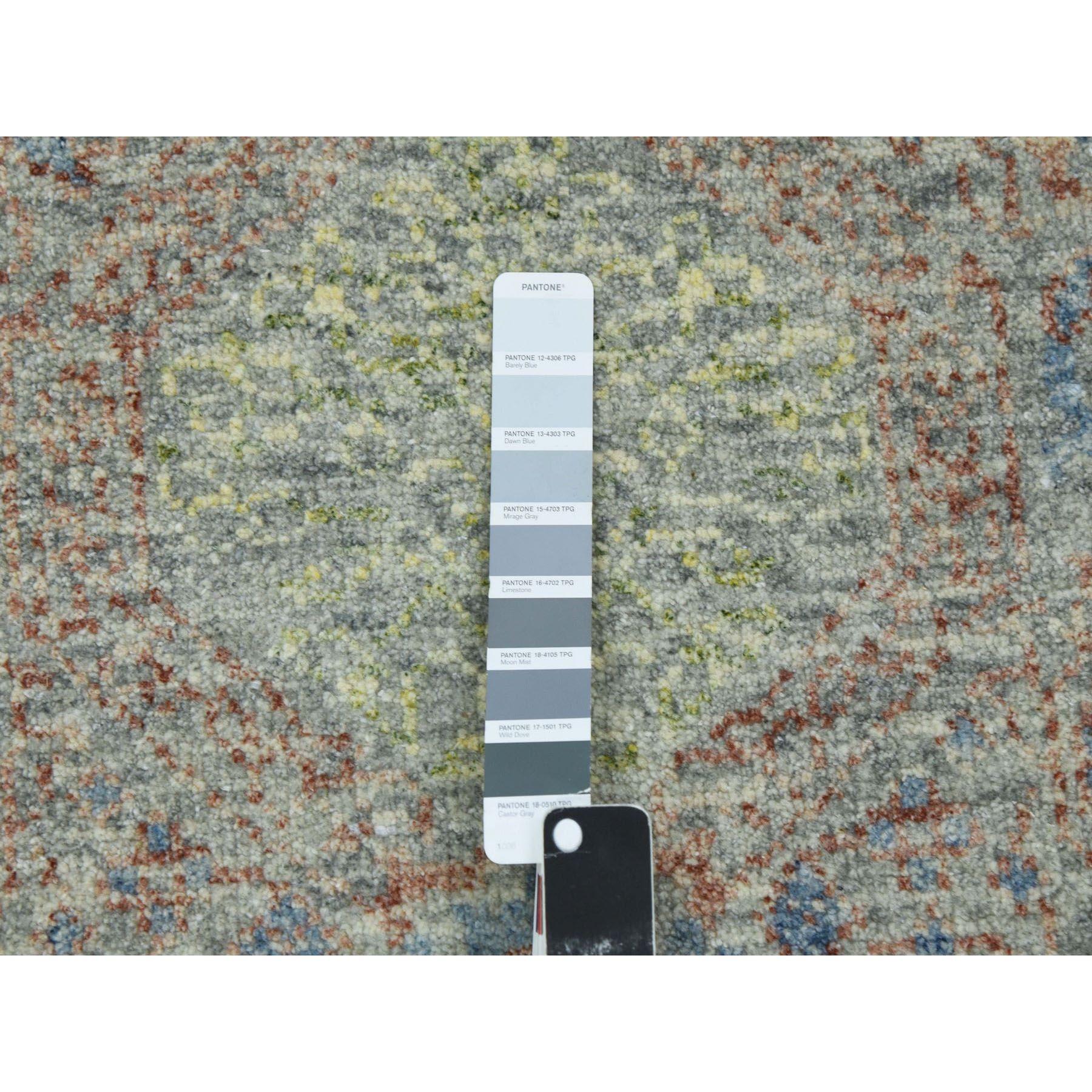 Handgeknüpfter orientalischer Teppich aus reiner Wolle in Grün auf Tone mit subtilem Design 12' x 17'4