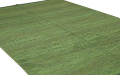 Green Tones Vintage Swedish Wool Kilim, ca. 1950