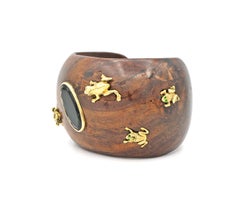 Green Topaz & Yellow Wood Cuff Bracelet