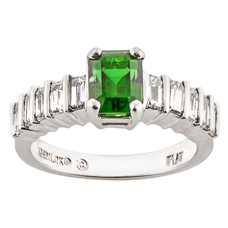 Green Tourmaline 1.06 Carat Diamond Platinum Ring