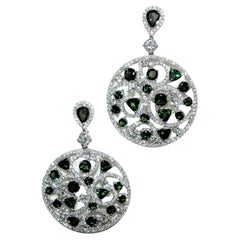 Green Tourmaline 11.64CT Diamond Chandelier Earrings 18K 55MM