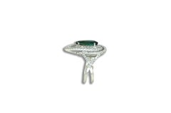 Green Tourmaline 1.45 Carat with Diamond 0.62 Ct Ring in 18k White Gold Settings