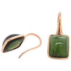 Green Tourmaline 14.7 Carat on Pink Gold 18 Karat Drop Earrings