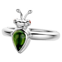 Green Tourmaline 18 Karat White Gold Modern Ring