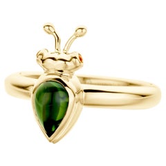 Green Tourmaline 18 Karat Yellow Gold Modern Ring