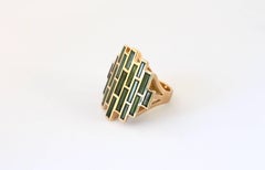 Anello con tormalina verde in oro 18 carati Zaffiro giallo