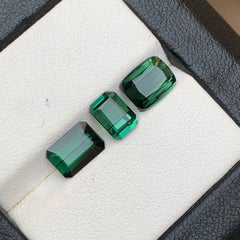 Green Tourmaline 4.68 Ct Emerald & a Cushion Cut Natural Loose Gemstones Parcel