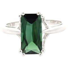 Green Tourmaline and 14K White Gold Ring