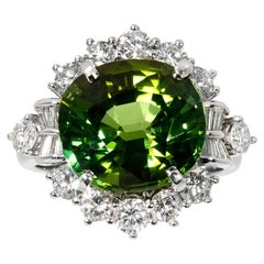 Green Tourmaline and Diamond Cocktail Ring