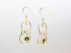 Green Tourmaline and Diamond Drop Earrings