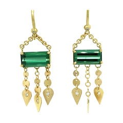 Green Tourmaline and Diamond Earrings Green Tourmaline and Diamond Earrings