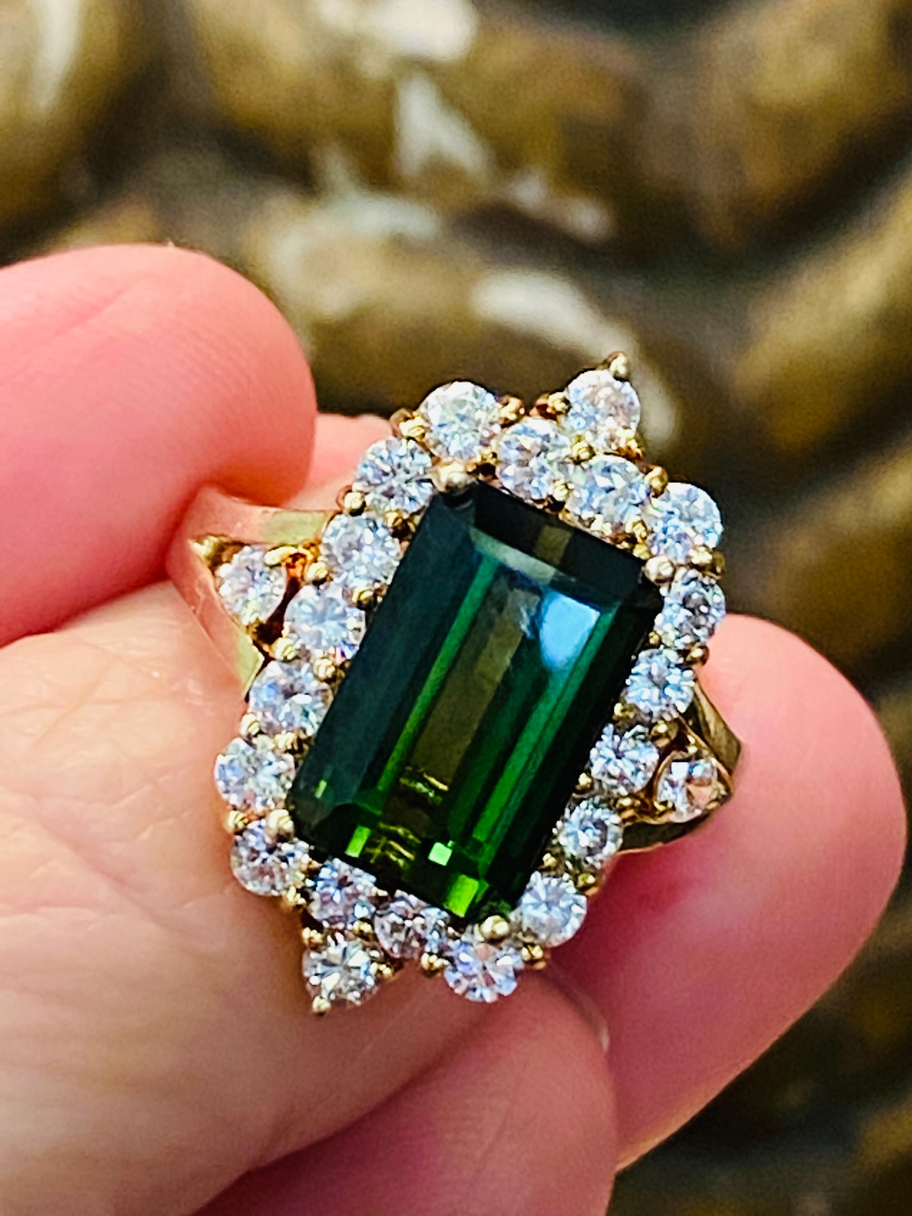 Green Tourmaline and Diamond Estate Ring 1