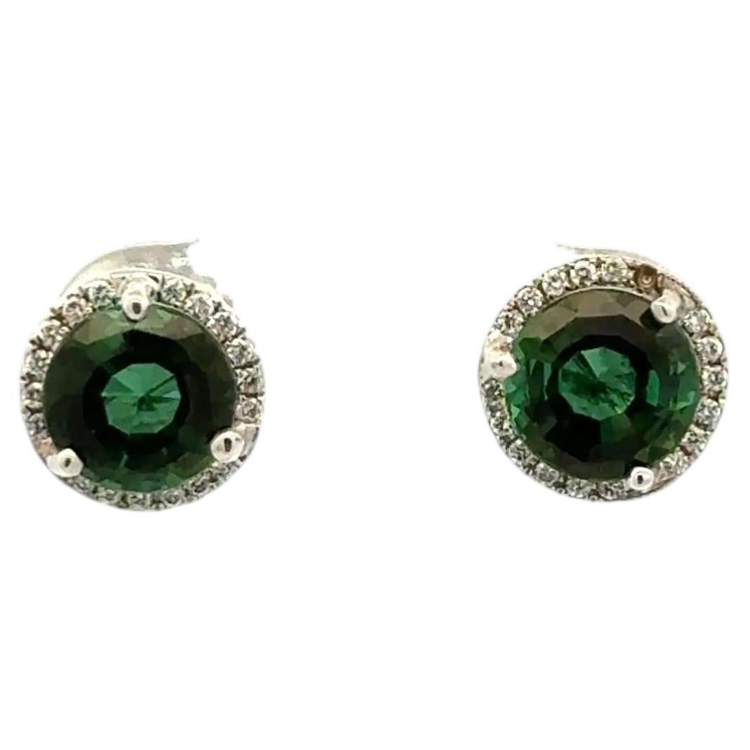 Orecchini con tormalina verde e diamanti in oro vintage Estate Jewelry