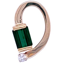 Green Tourmaline and Diamond Pendant