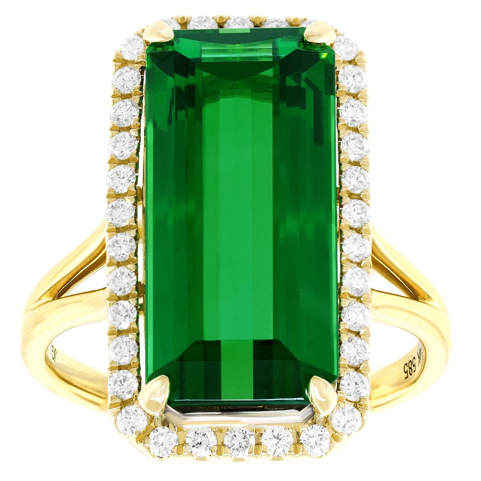 Green Tourmaline and Diamond Ring 6